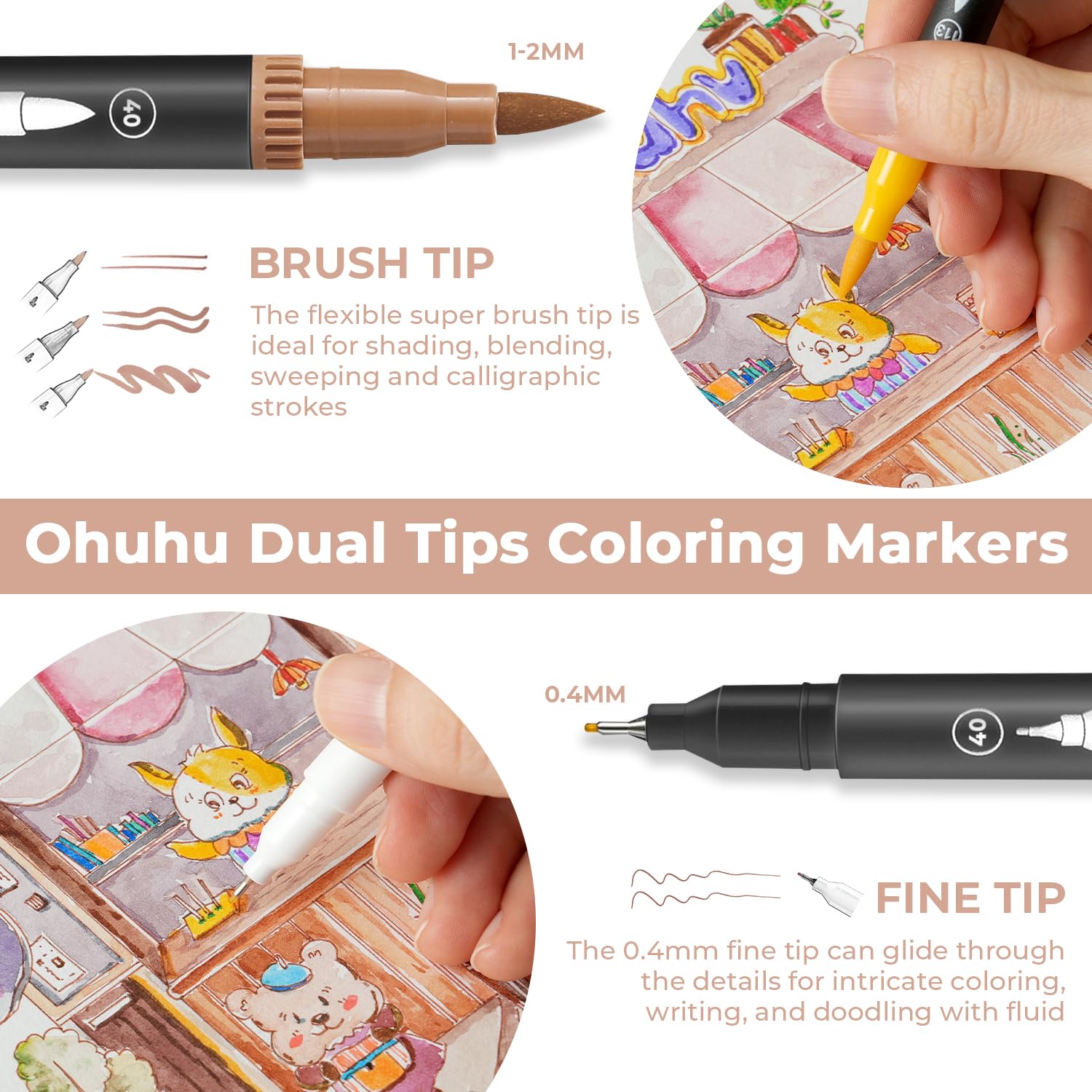 Amazon.com: Ohuhu Coloring Markers 100 Colors & 60 Colors Set